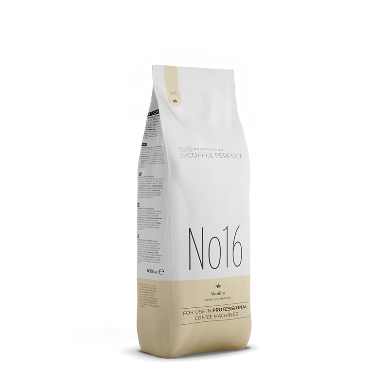 Verpackung der Coffee Perfect Premium Line No.16 Vanillemischung fuer professionelle Kaffeevollautomaten.